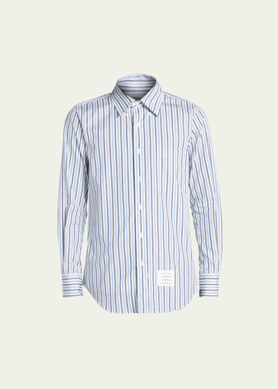 Thom Browne Men's Bank Stripe Poplin Dress Shirt In Navy