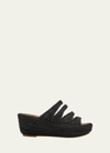 Carrie Forbes Medi Raffia Wedge Slide Sandals In Black