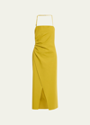 A.l.c Charlotte Gathered Halter Midi Dress In Cactus Blo