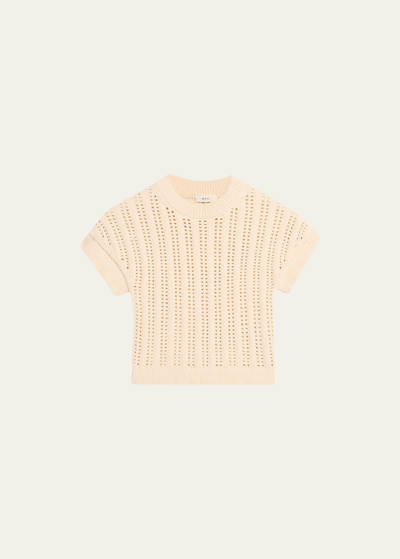 A.l.c Amalie Short-sleeves Open-knit Top In Parchment