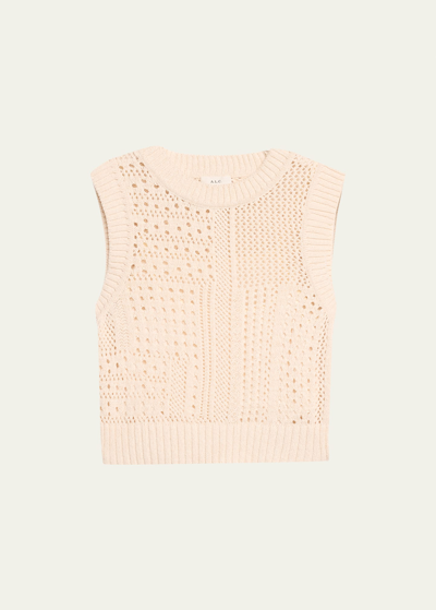 A.l.c Sawyer Sleeveless Open-knit Top In Bone/cream