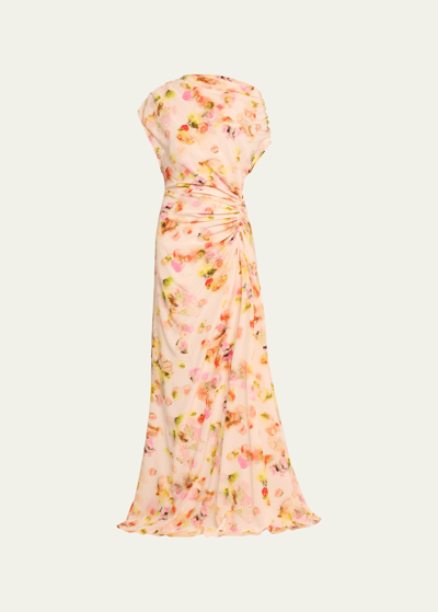 A.L.C POPPY FLORAL OFF-THE-SHOULDER GOWN