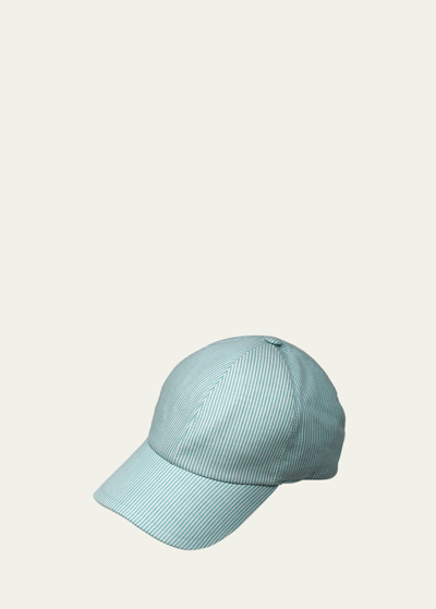 Grevi Men's Striped Cotton Baseball Cap In Light Green