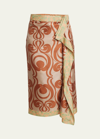 Dries Van Noten Sole Bis Silk Wrap Midi Skirt In Brown