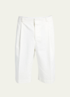 THOM BROWNE MEN'S HEAVY COTTON PLEATED TAILORED SHORTS