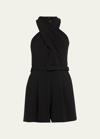 A.l.c Mallory Crisscross Shorts Jumpsuit In Black