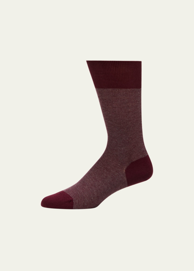 Sozzi Calze Men's Cotton-cashmere Blend Crew Socks In Bourgundy