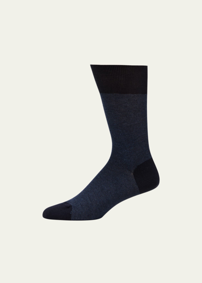 Sozzi Calze Men's Cotton-cashmere Blend Crew Socks In Bluejeans