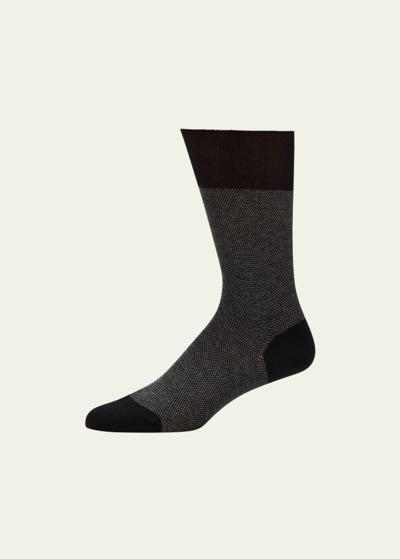 Sozzi Calze Men's Cotton-cashmere Blend Crew Socks In Black