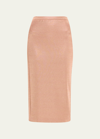 Giorgio Armani Lurex Bonded Jersey Pencil Skirt In Solid Light/paste