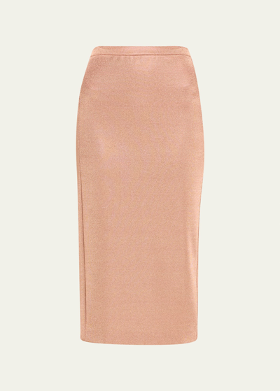 Giorgio Armani Lurex Bonded Jersey Pencil Skirt In Solid Light/paste