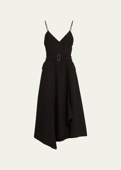 A.l.c Jacquelyn Belted A-line Midi Dress In Black