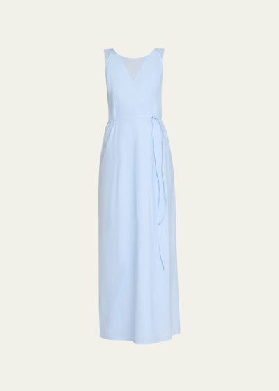 Plan C Long Wrap Dress In 00b20 Sky Blue