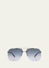 Barton Perreira Men's Daniel Rimless Aviator Sunglasses In Blue