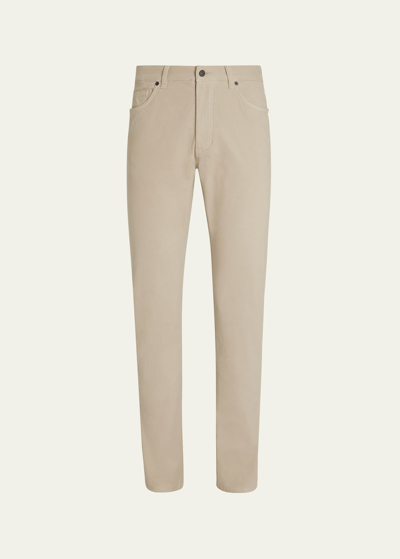 Zegna Stretch Cotton Roccia Pants In Beige