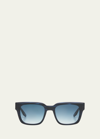 Barton Perreira Men's Zander Plastic Rectangle Sunglasses In Matte Midnight/ae