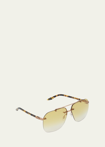 Barton Perreira Men's Daniel Rimless Aviator Sunglasses In Gold