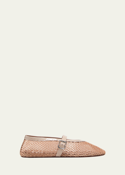 Alaïa Mesh Mary Jane Ballerina Flats In 492 Nude Clair