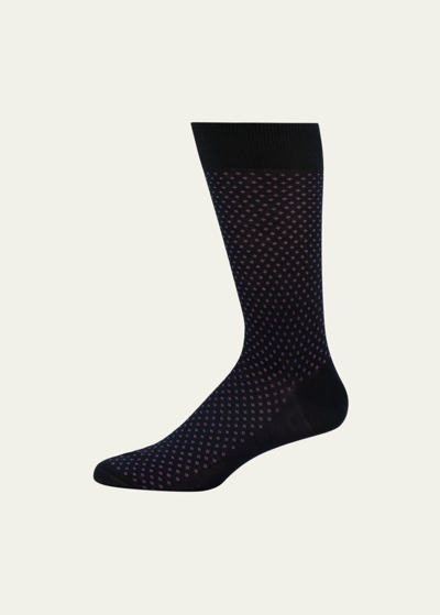 Bresciani Men's Egyptian Cotton Fleur De Lis Crew Socks In 009 Purple