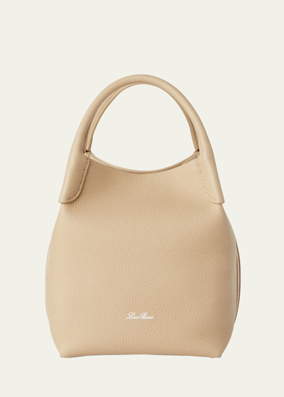 Loro Piana Bale Small Leather Top-handle Bag In Light Mastic