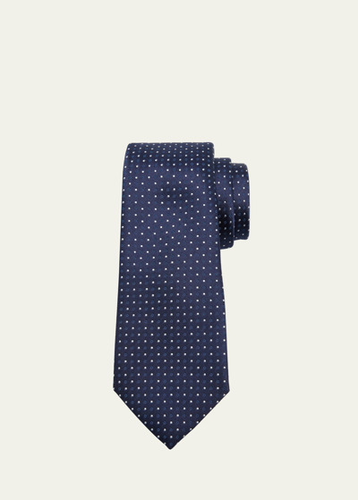 Giorgio Armani Men's Silk Jacquard Polka Dot Tie In Blue