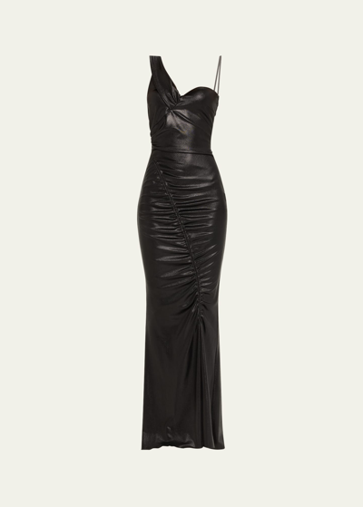 Chiara Boni La Petite Robe Ruched One-shoulder Mermaid Gown In Black