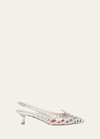 Roger Vivier I Love Vivier Multistrap Slingback Pumps In Leather In Argento
