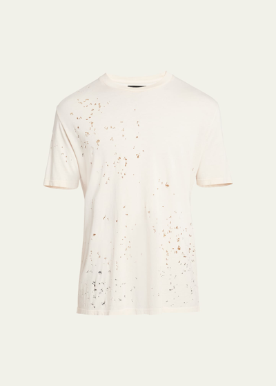 Amiri Men's Washed Distressed T-shirt In Cream Tan