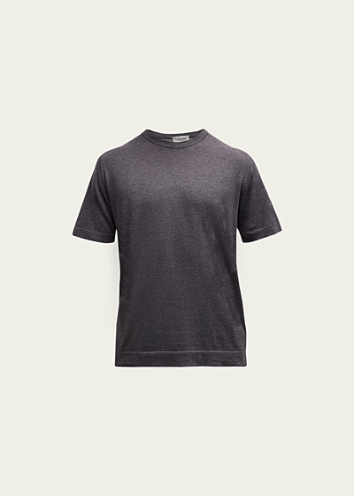 John Smedley Men's Lorca Sea Island Cotton T-shirt In Charcoal