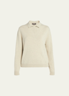 Loro Piana Arona Polo Cashmere Top In Hot Springs Melnatural Dyed