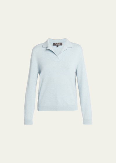 Loro Piana Arona Polo Cashmere Top In 60h4 Spring Pond