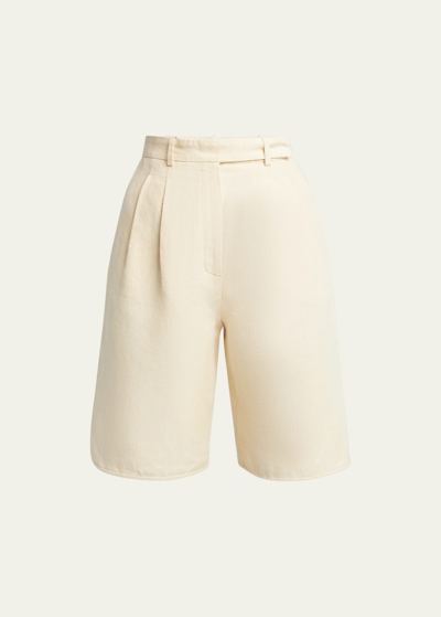 Loro Piana Rupert Pintuck Natural Dyed Linen Shorts In 20cw Japanese Mir