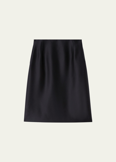 Loro Piana Amalie Satin Silk Short Skirt In 8000 Black