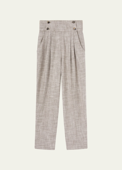 Loro Piana Lien Springtime Pleated Pants In D0lc Pepper Powde