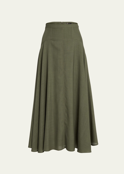 Loro Piana Women's Flavia Breeze Wool A-line Midi-skirt In Sencha Green