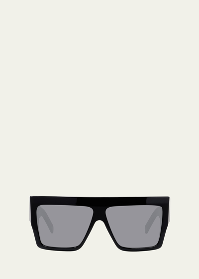 Celine Men's Chunky Rectangle Solid Acetate Sunglasses In Black