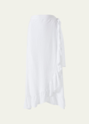 Melissa Odabash Danni Ruffled Cotton-gauze Midi Wrap Skirt In White