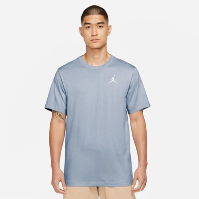 Jordan Mens  Jumpman Embroidered T-shirt In Blue Grey/white