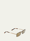 Off-white Men's Riccione Metal Rectangle Sunglasses In Gold
