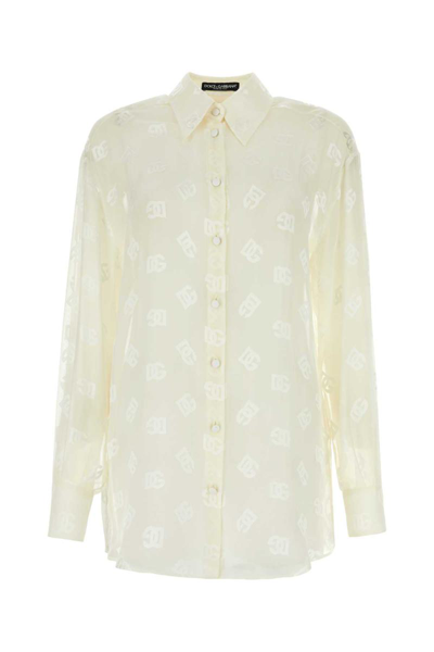 Dolce & Gabbana Ivory Viscose Blend Shirt In White
