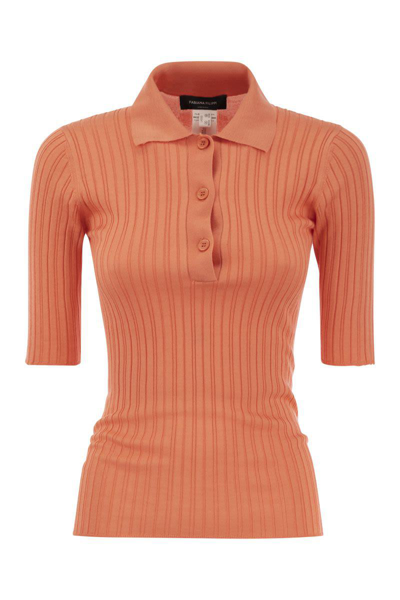 Fabiana Filippi Silk And Cotton Blend Polo Shirt In Coral