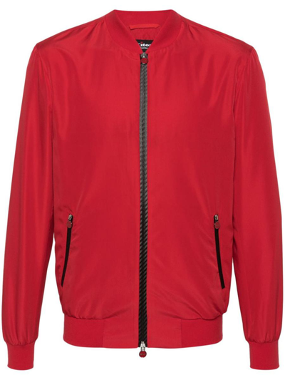 Kiton Zipped Bomber Jacket In Rojo