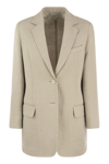 Max Mara Single-breasted Sand Linen Jacket In Sand