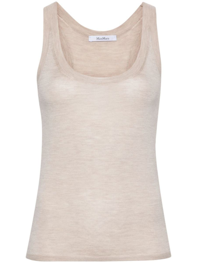 Max Mara Leisure Scoop Neck Sleeveless Top In Nude & Neutrals