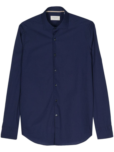 Tintoria Mattei Long-sleeved Cotton Shirt In Blue