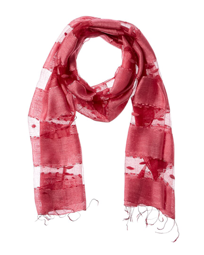 Blue Pacific Hand-woven Silk-blend Scarf In Pink