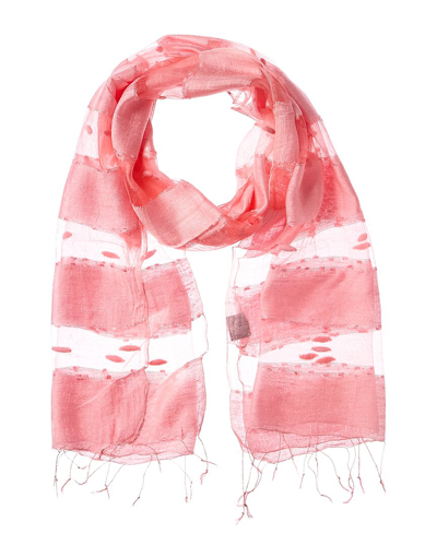 Blue Pacific Hand-woven Silk-blend Scarf In Pink