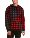 Karl Lagerfeld Script Logo Buffalo Check Cotton Hoodie In Red