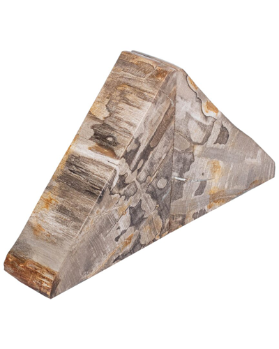 Sagebrook Home 6in Triangular Petrified Wood Bookends In Brown