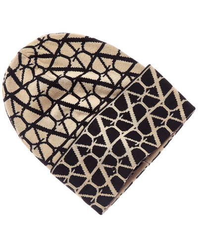 Valentino Garavani Toile Iconographe Cashmere & Silk-blend Beanie In Tan